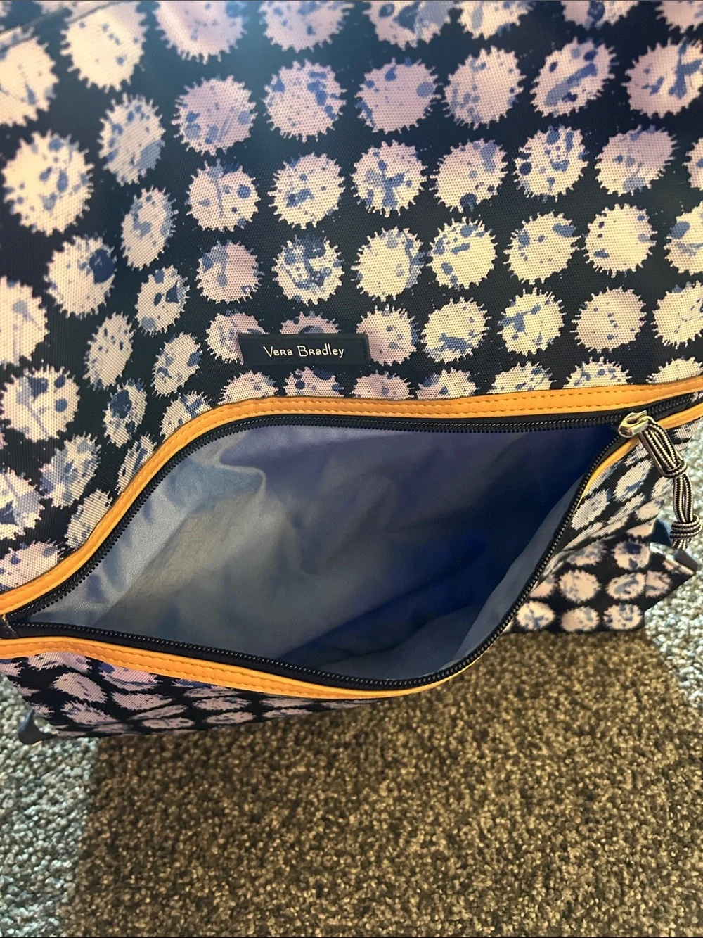 Vera Bradley Navy and White Dot Drawstring Backpack